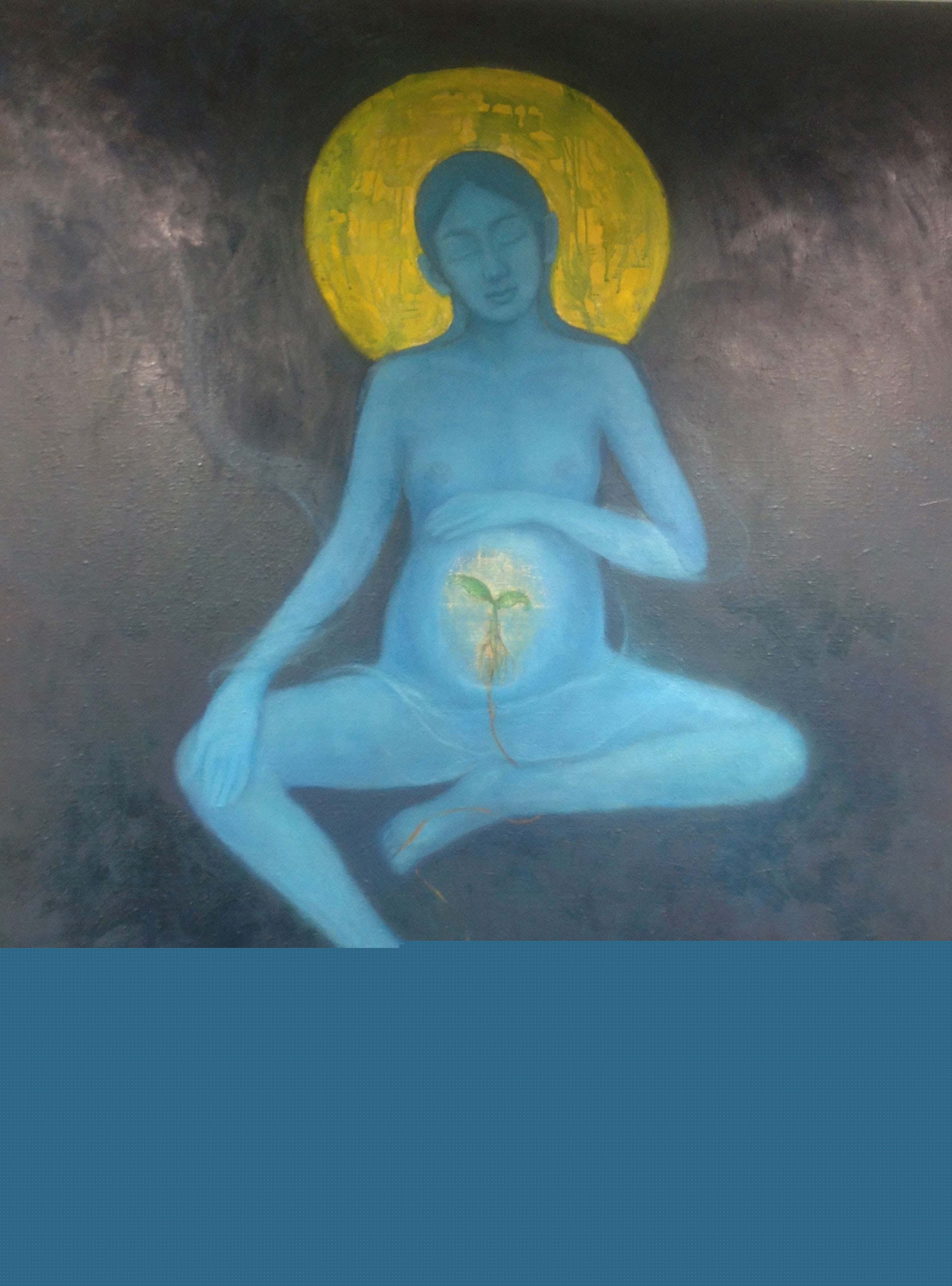 慕吉一幅创作于蒙古包毛毡上的画